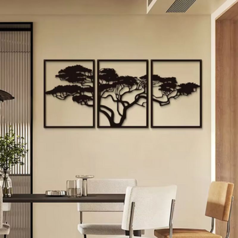Metall Baum Triptychon 39,5x93 cm