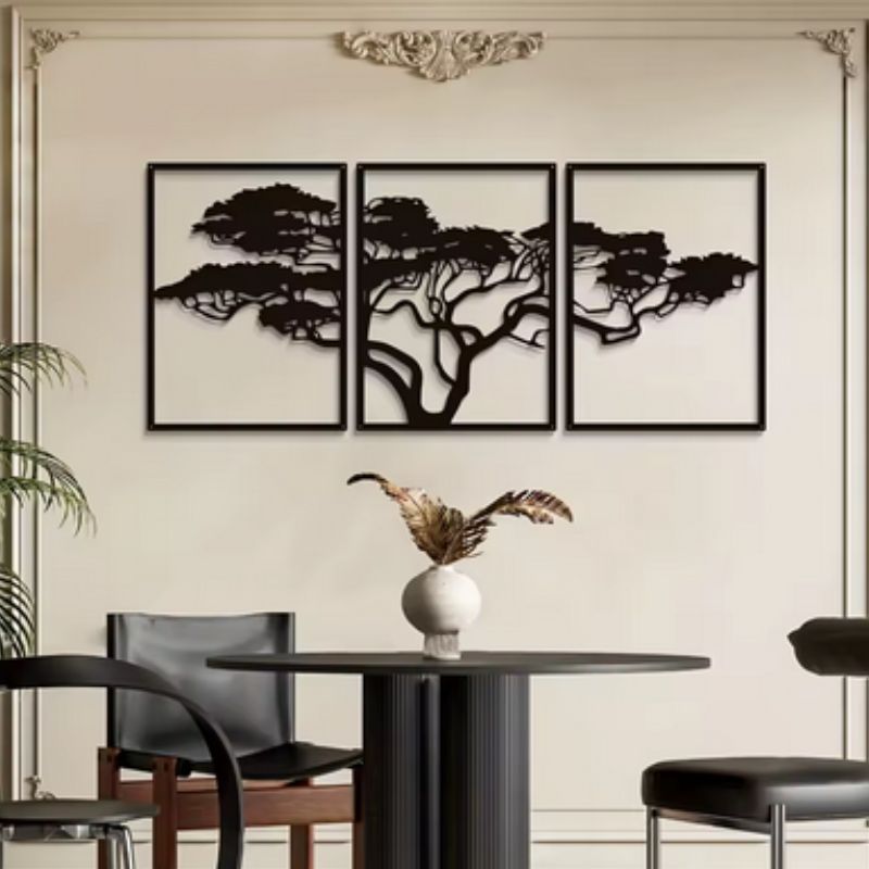 Metall Baum Triptychon 39,5x93 cm
