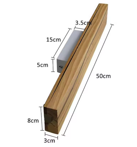 LED-Balken Vollholz 50 cm